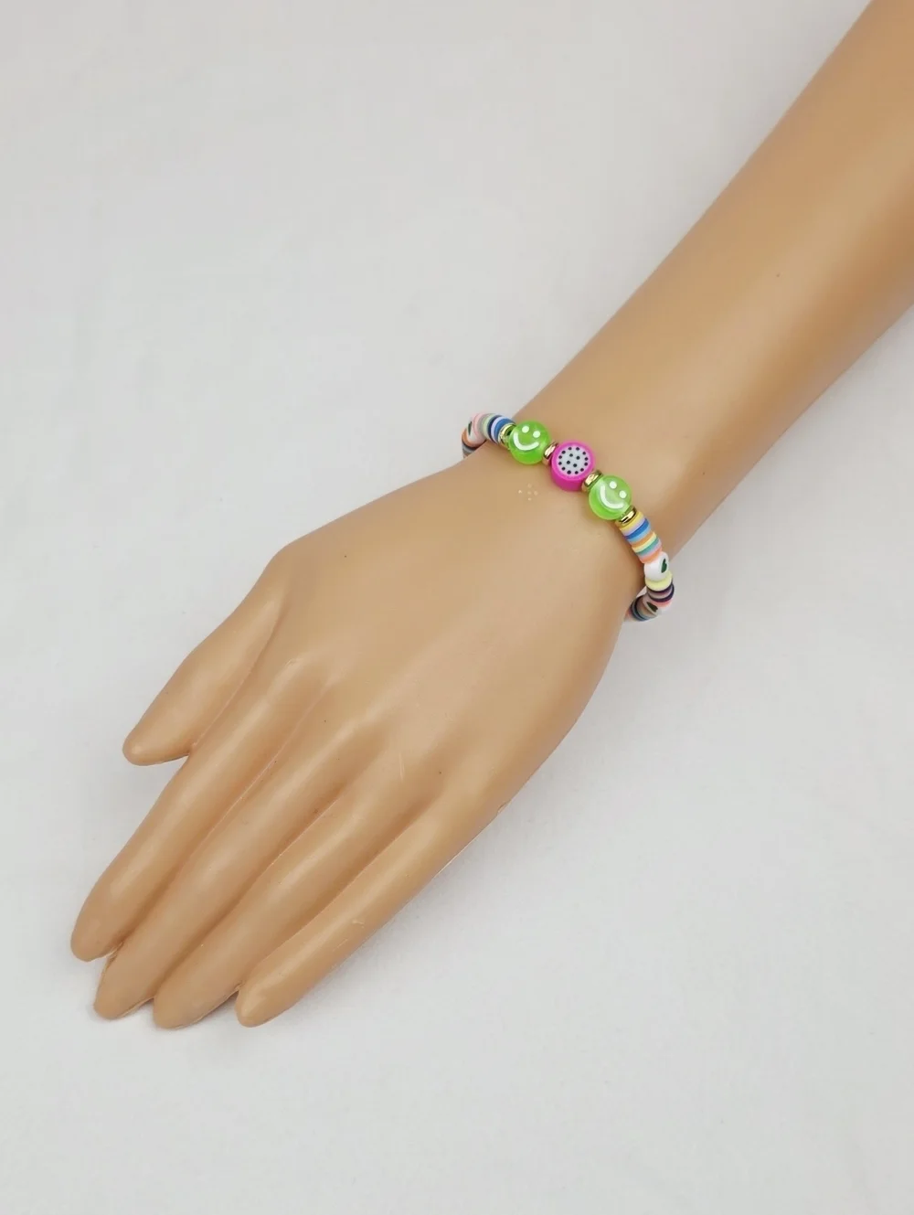Handmade Clay Bead Multi Color Smiley Face Fruit Bracelet